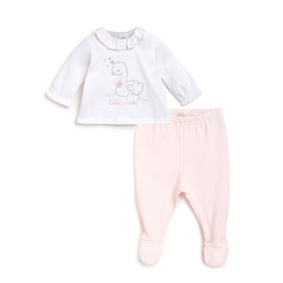 Girls Light Pink Applique Outfit with Leggings